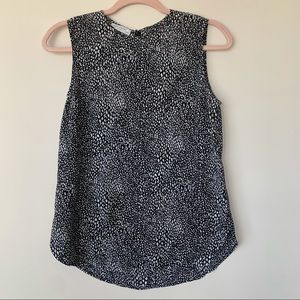 Equipment Femme 100% Silk Printed Blouse Tank Top High Neck Black White Size XS